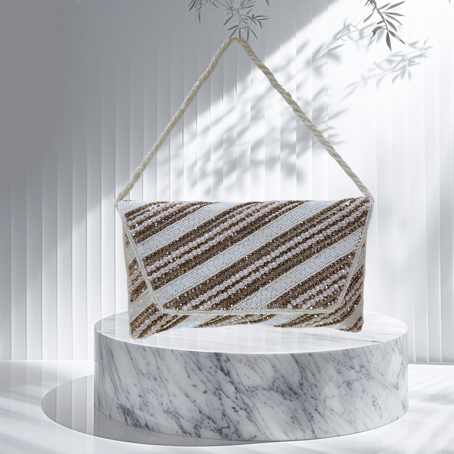 Swarnarekha Cream Envelope Clutch