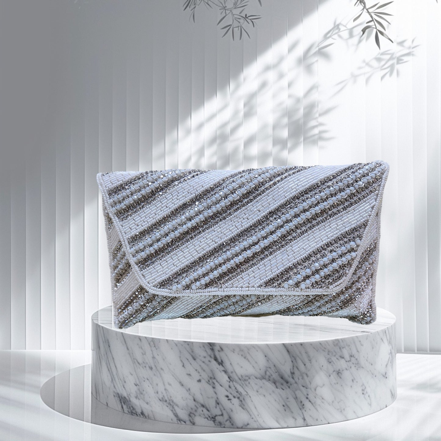 Swarnarekha Ivory Envelope Clutch