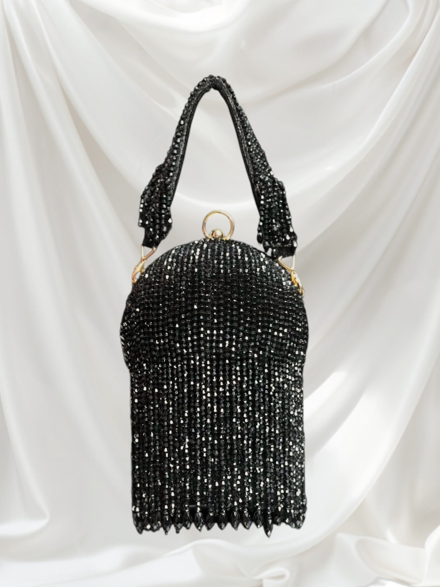 Jewel Crystal Ball Black Clutch