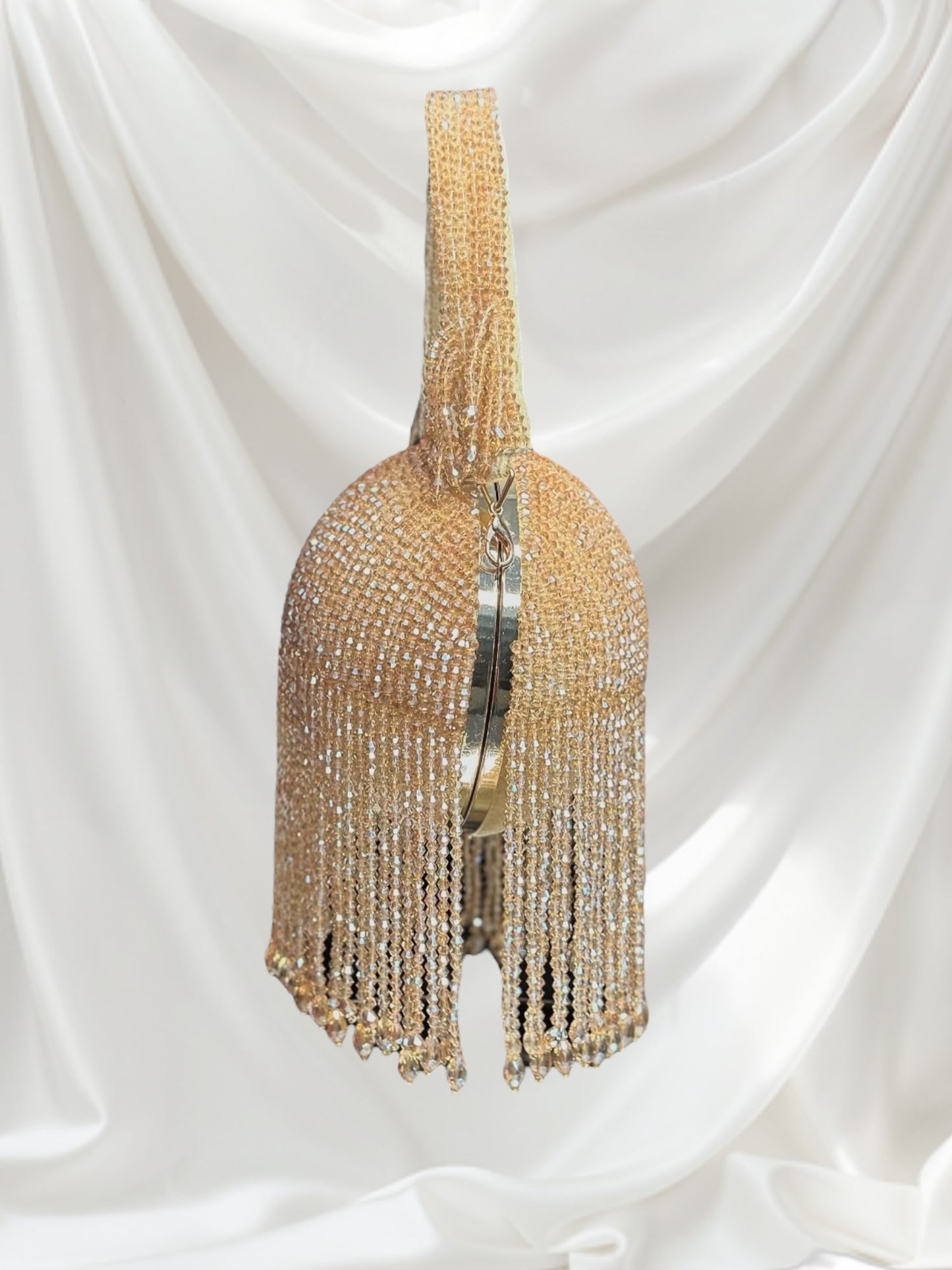 Jewel Crystal Ball Gold Clutch