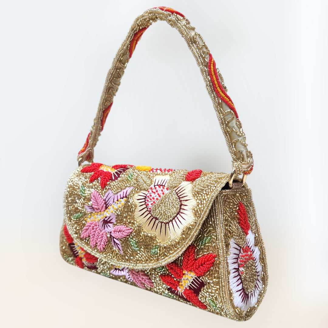 Gulrangi Gold flapover Box Bag