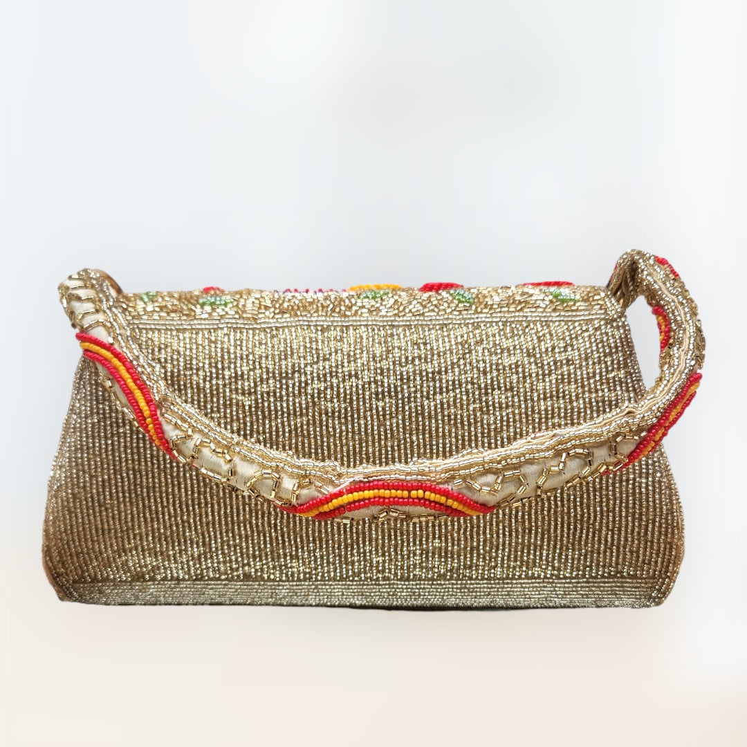 Gulrangi Gold flapover Box Bag