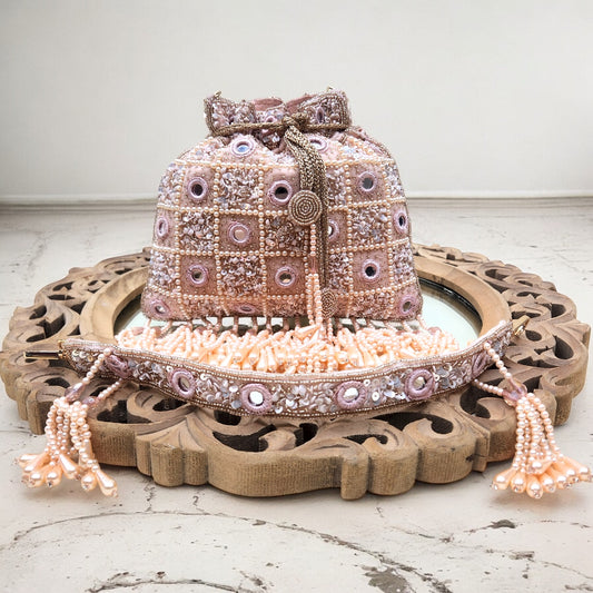 Rajwada Sheesh Rose Gold Potli