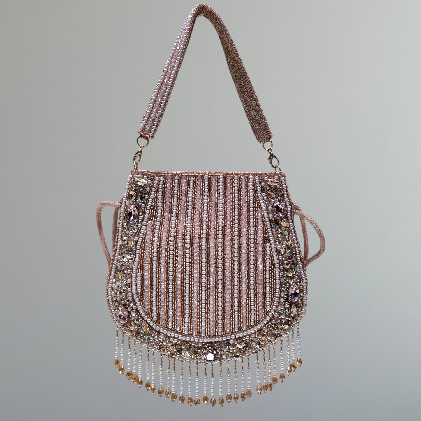 Nayraa Rose Gold Rhinestone Potli