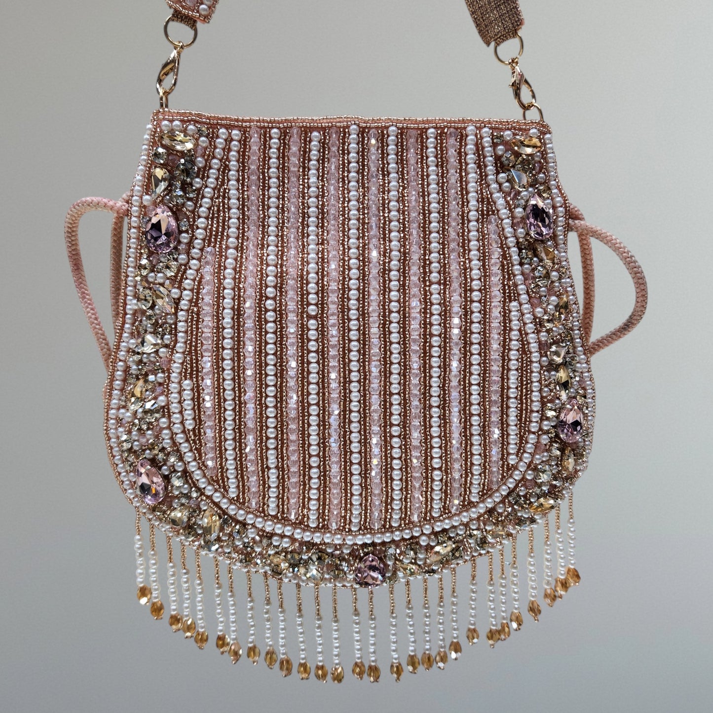 Nayraa Rose Gold Rhinestone Potli