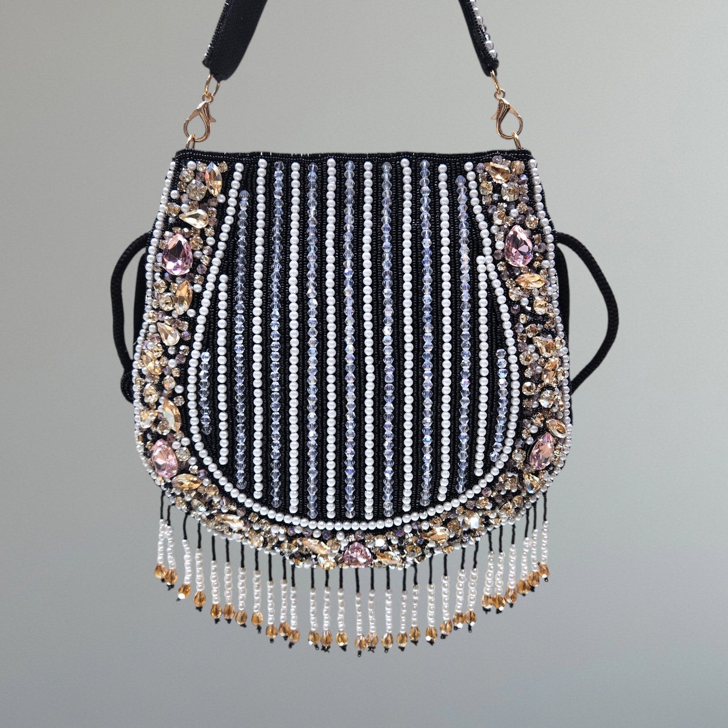 Nayraa Black Rhinestone Potli