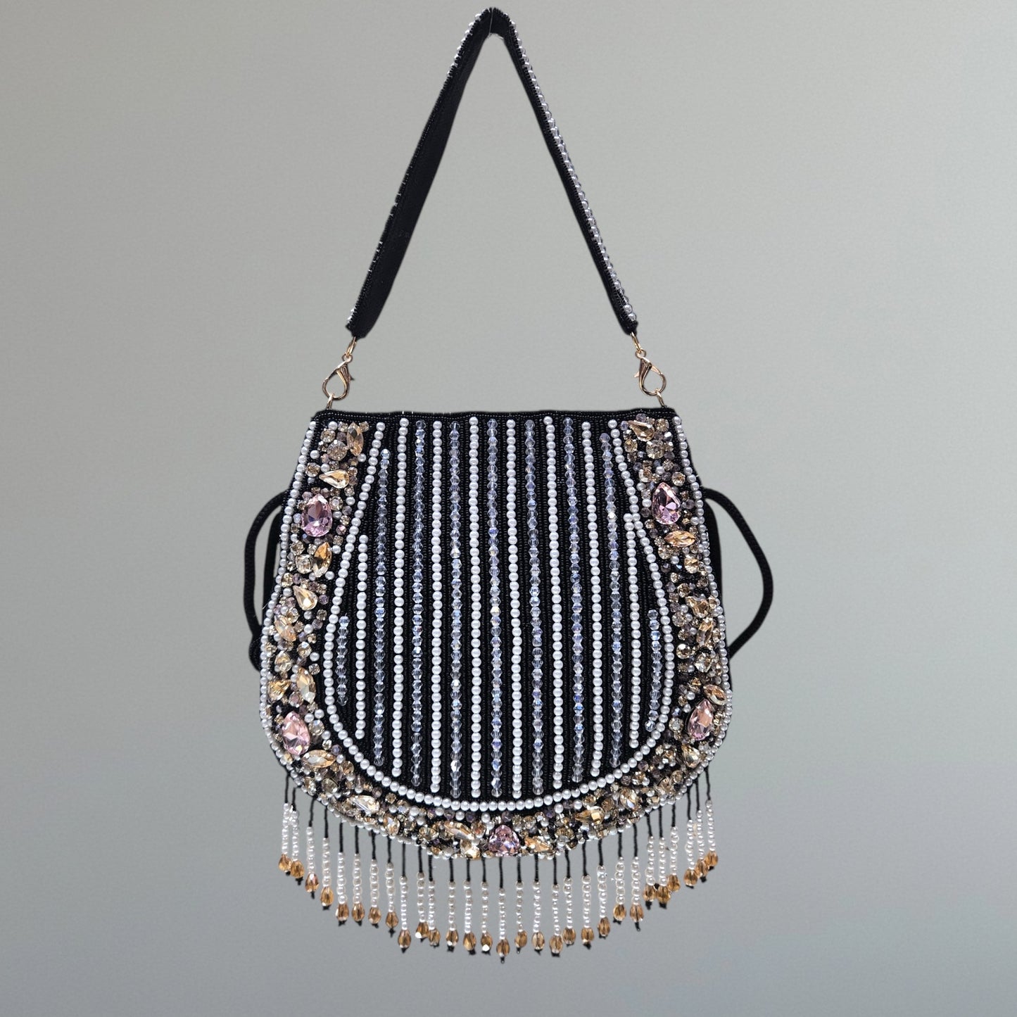 Nayraa Black Rhinestone Potli