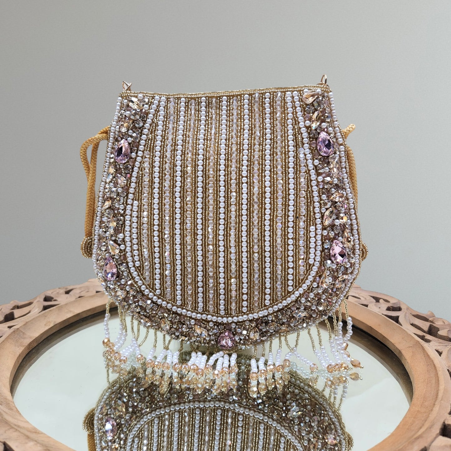 Nayraa Gold Rhinestone Potli