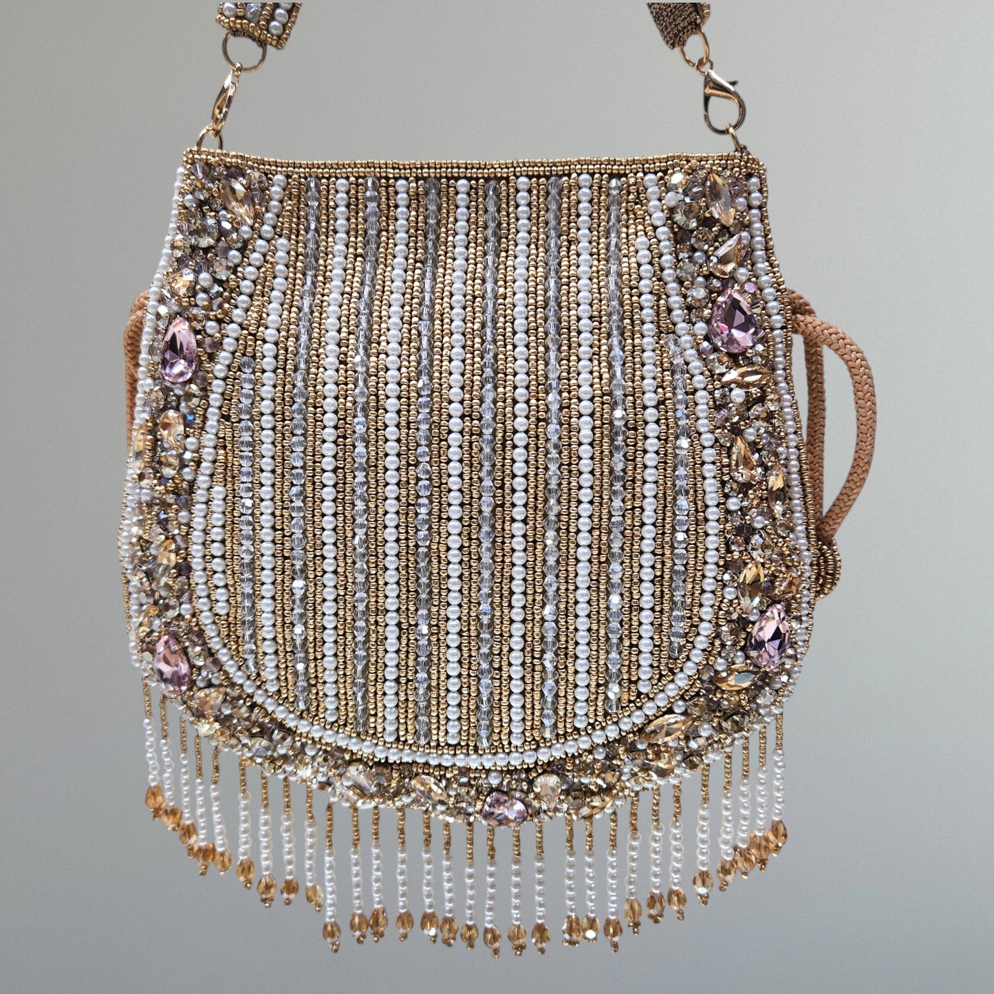 Nayraa Antique Gold Rhinestone Potli