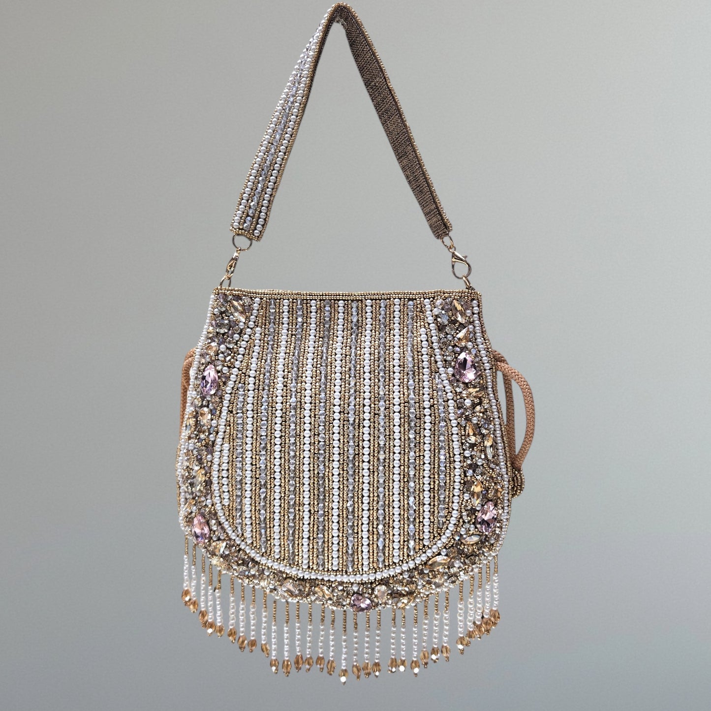 Nayraa Antique Gold Rhinestone Potli