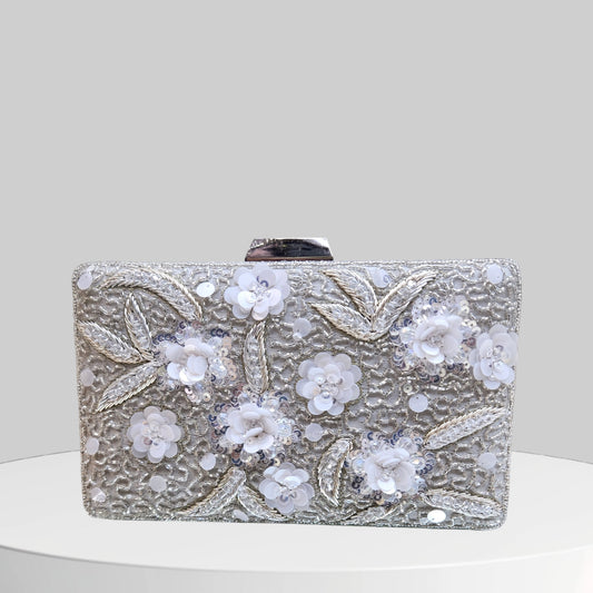 Zarbahaar Silver Box Clutch