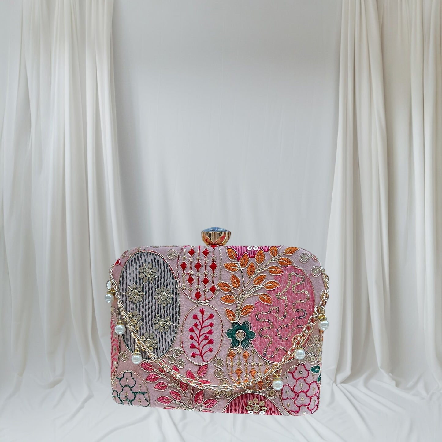 Jashn Peach Box Clutch