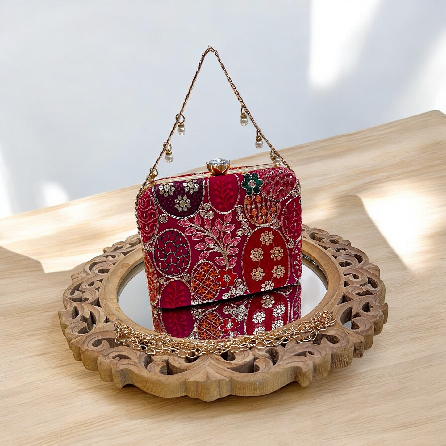Jashn Pink Box Clutch