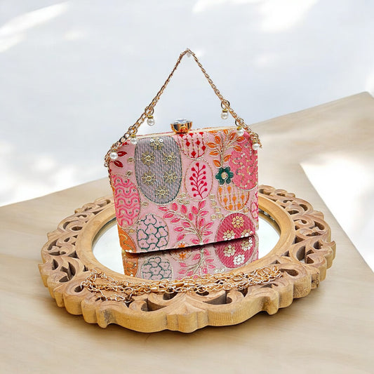 Jashn Peach Box Clutch