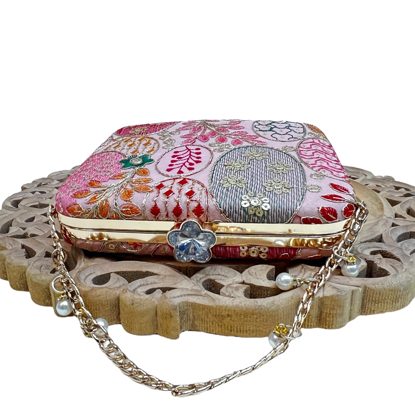 Jashn Peach Box Clutch