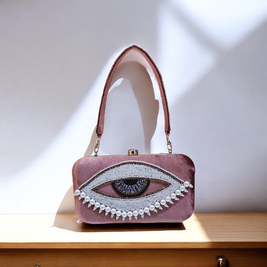 Evil Eye Pink Box Clutch