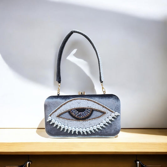 Evil Eye Grey Box Clutch