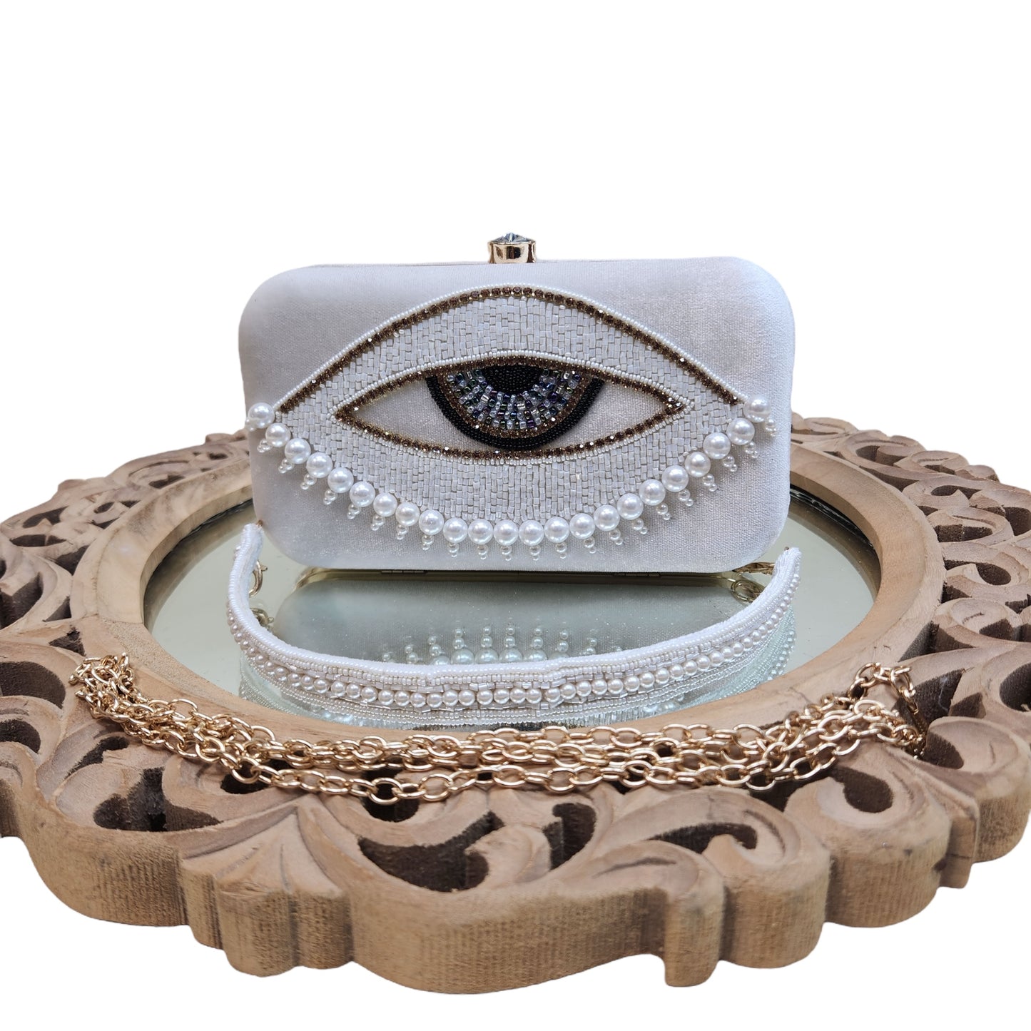 Evil Eye Ivory Box Clutch