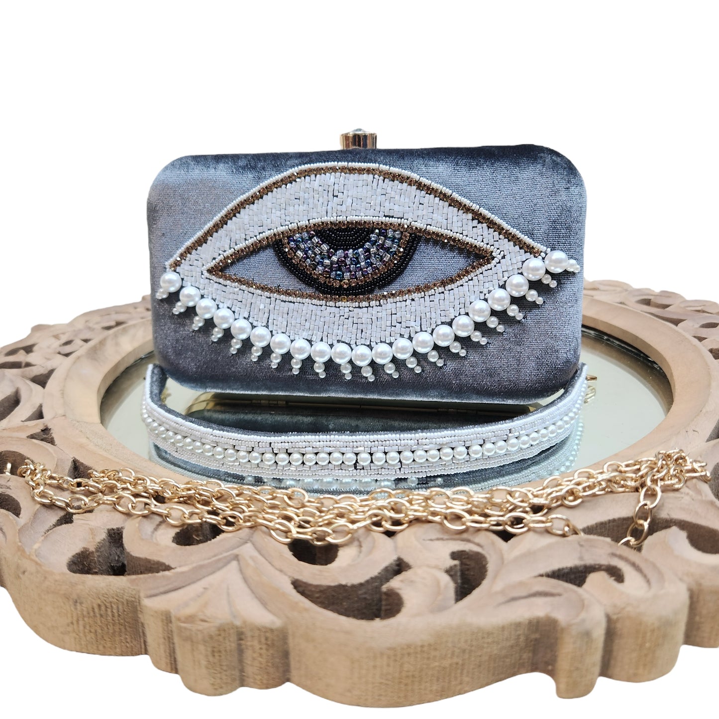 Evil Eye Grey Box Clutch