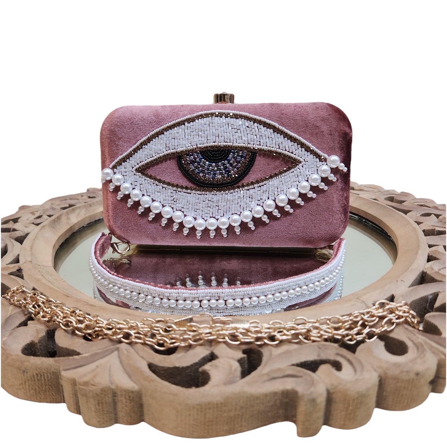 Evil Eye Pink Box Clutch