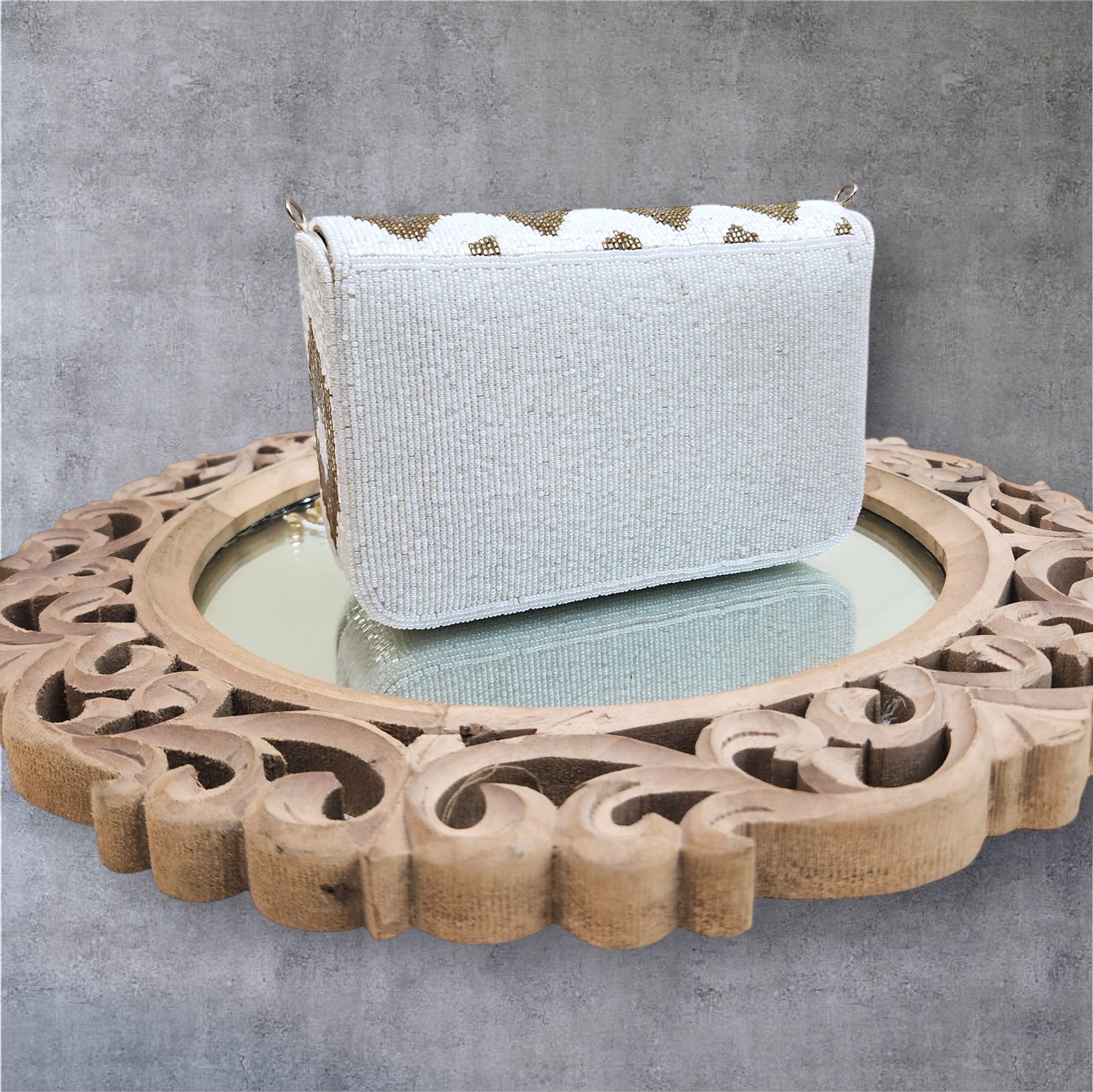 Zareen Fringed Ivory Flapover Box Bag