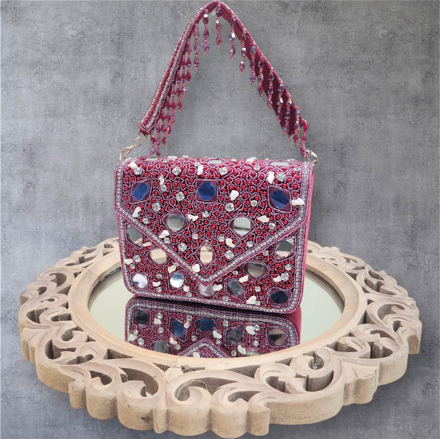 Taara Maroon Flapover Box Bag