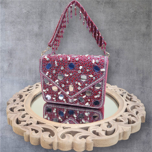 Taara Maroon Flapover Box Bag