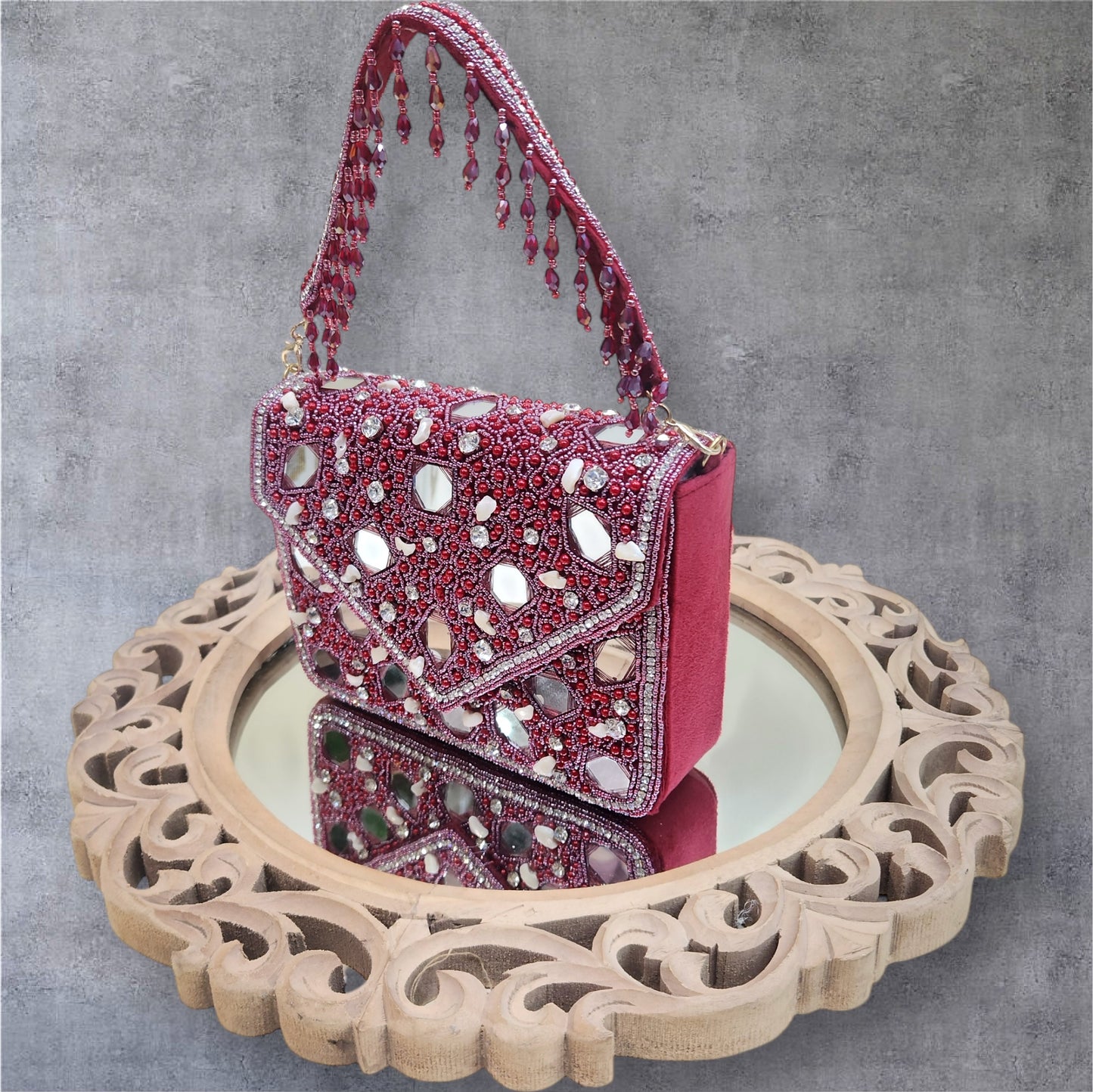 Taara Maroon Flapover Box Bag