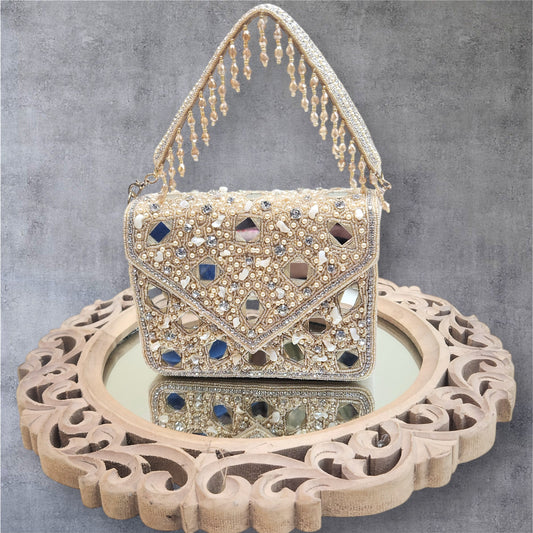 Taara Gold Flapover Box Bag