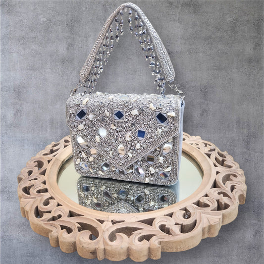 Taara Silver Flapover Box Bag