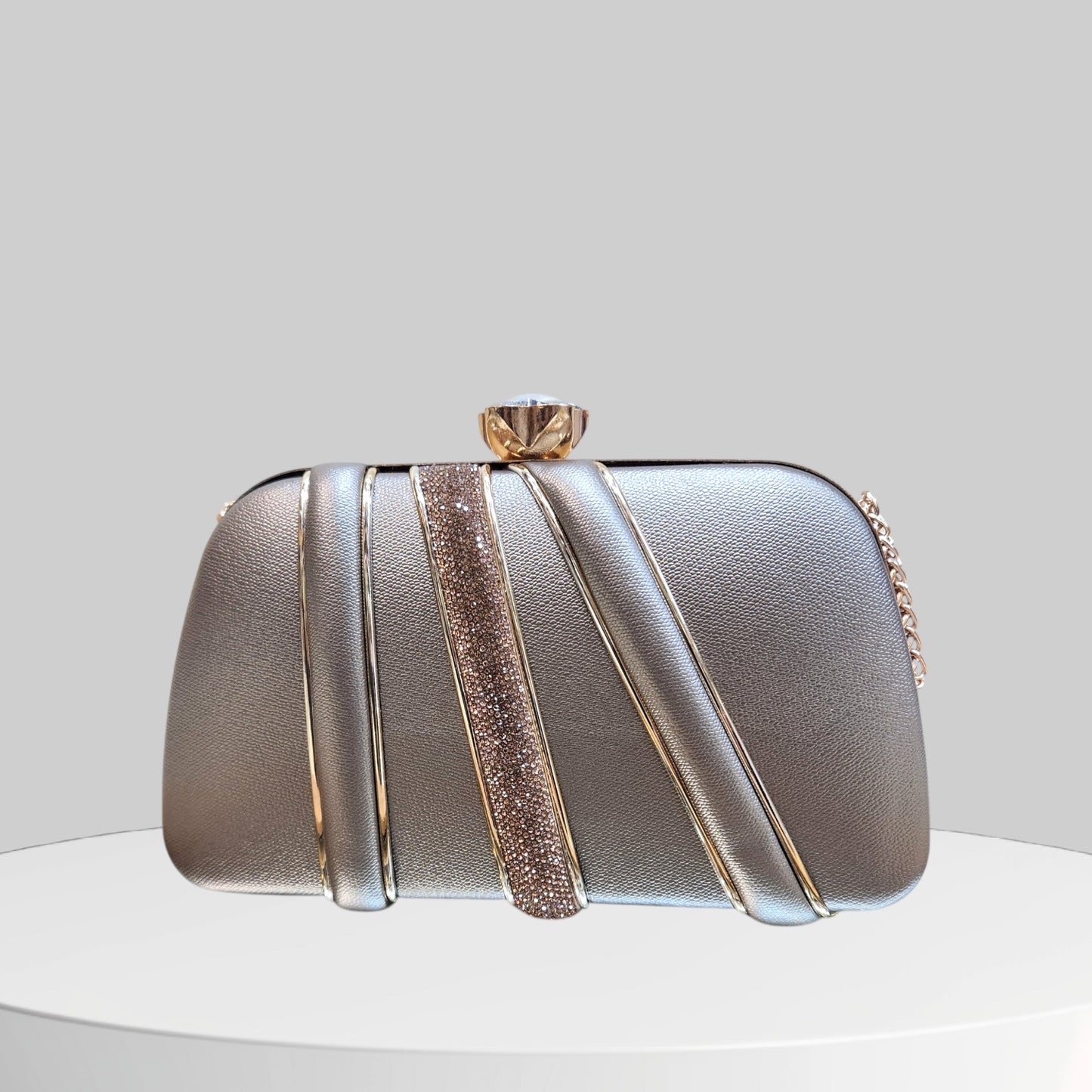 Glimmer Grey Box Clutch