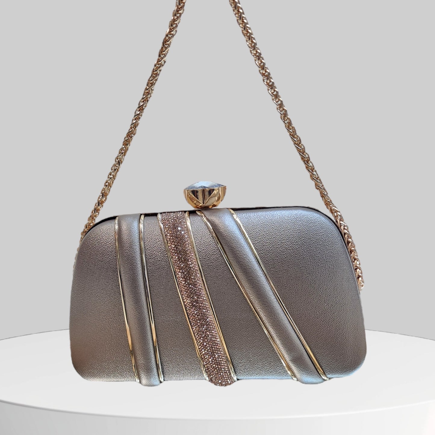 Glimmer Grey Box Clutch