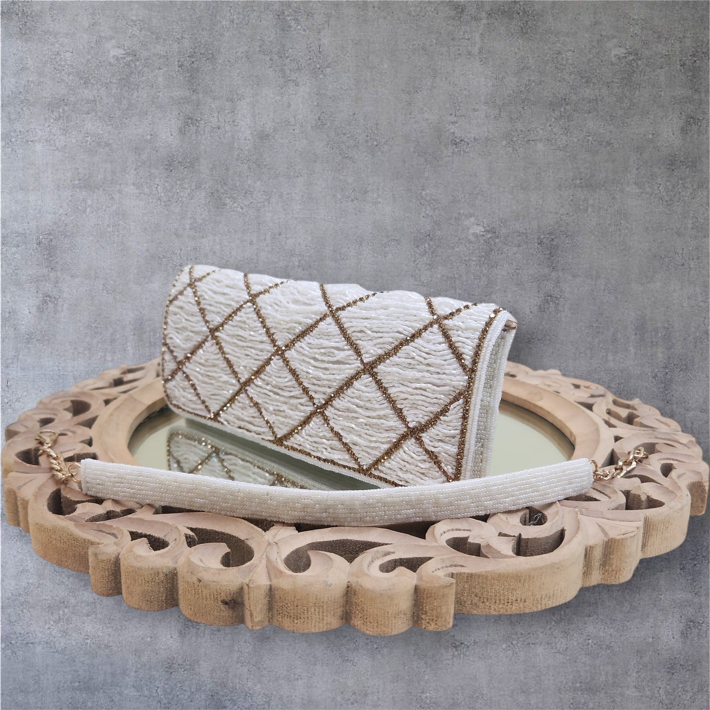 Kainaat Ivory Sleek Flapover Bag