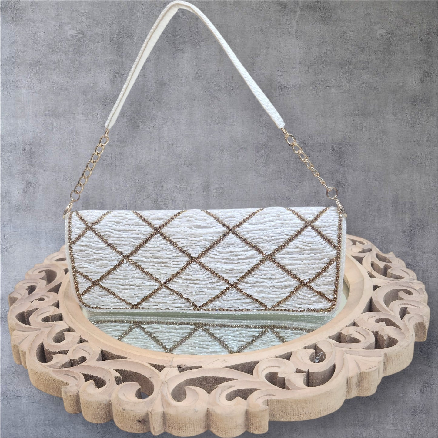 Kainaat Ivory Sleek Flapover Bag