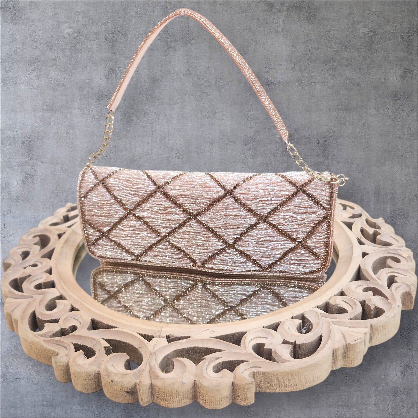 Kainaat Rose Gold Sleek Flapover Bag