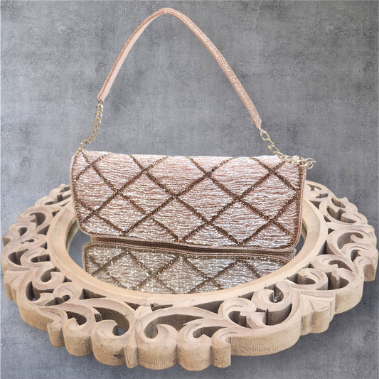 Kainaat Rose Gold Sleek Flapover Bag
