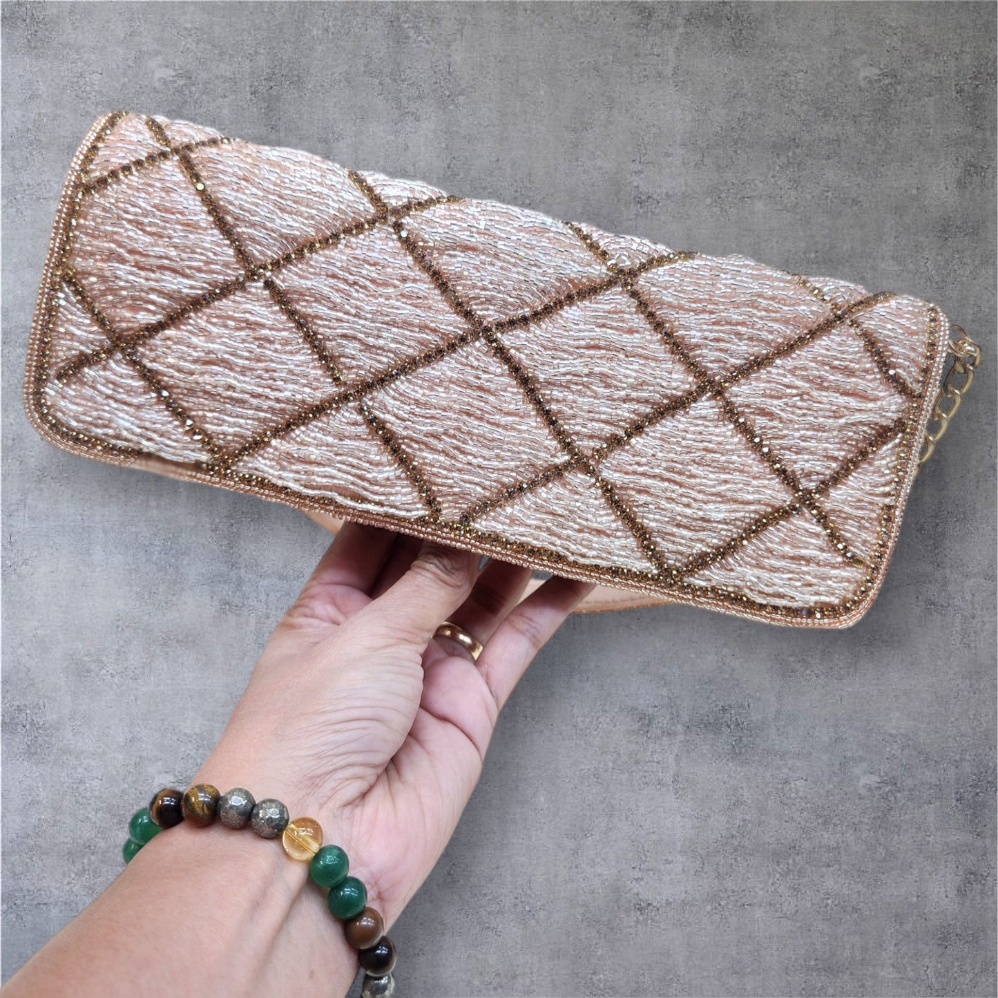 Kainaat Rose Gold Sleek Flapover Bag