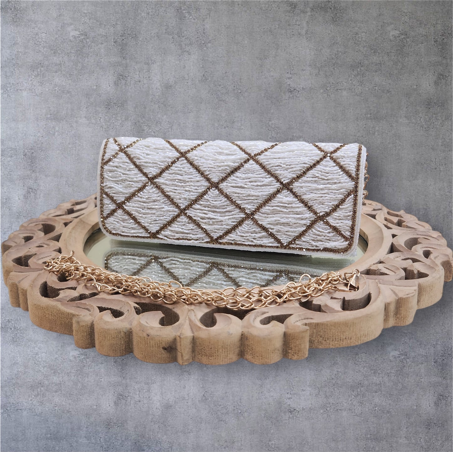 Kainaat Ivory Sleek Flapover Bag