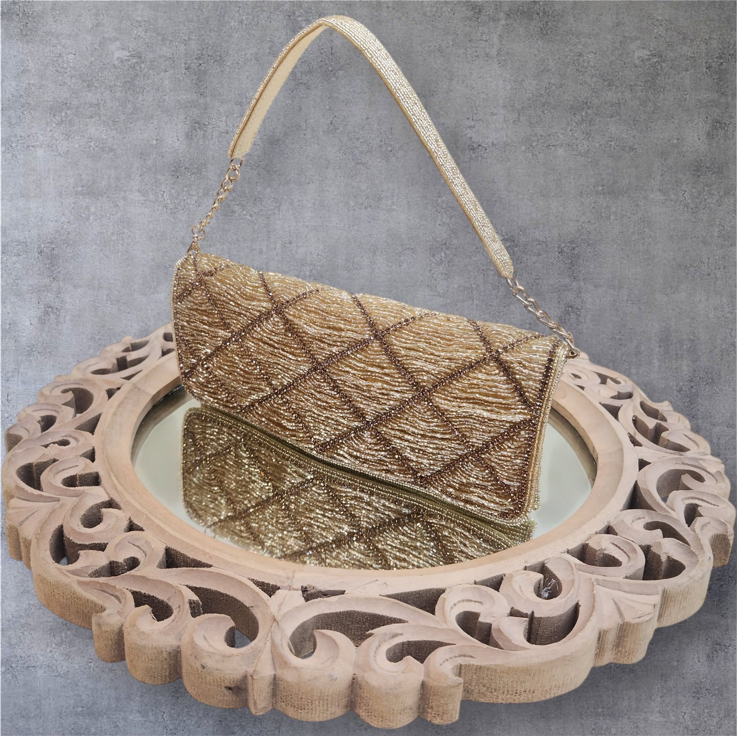 Kainaat Gold Sleek Flapover Bag