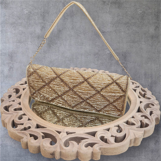 Kainaat Gold Sleek Flapover Bag