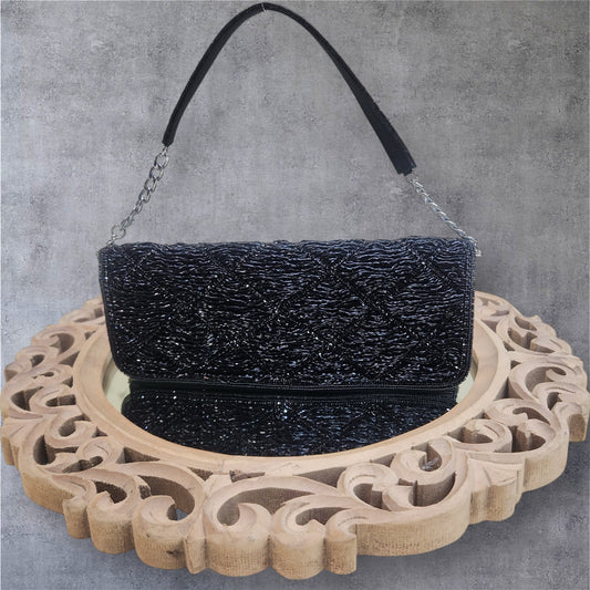 Kainaat Black Sleek Flapover Bag