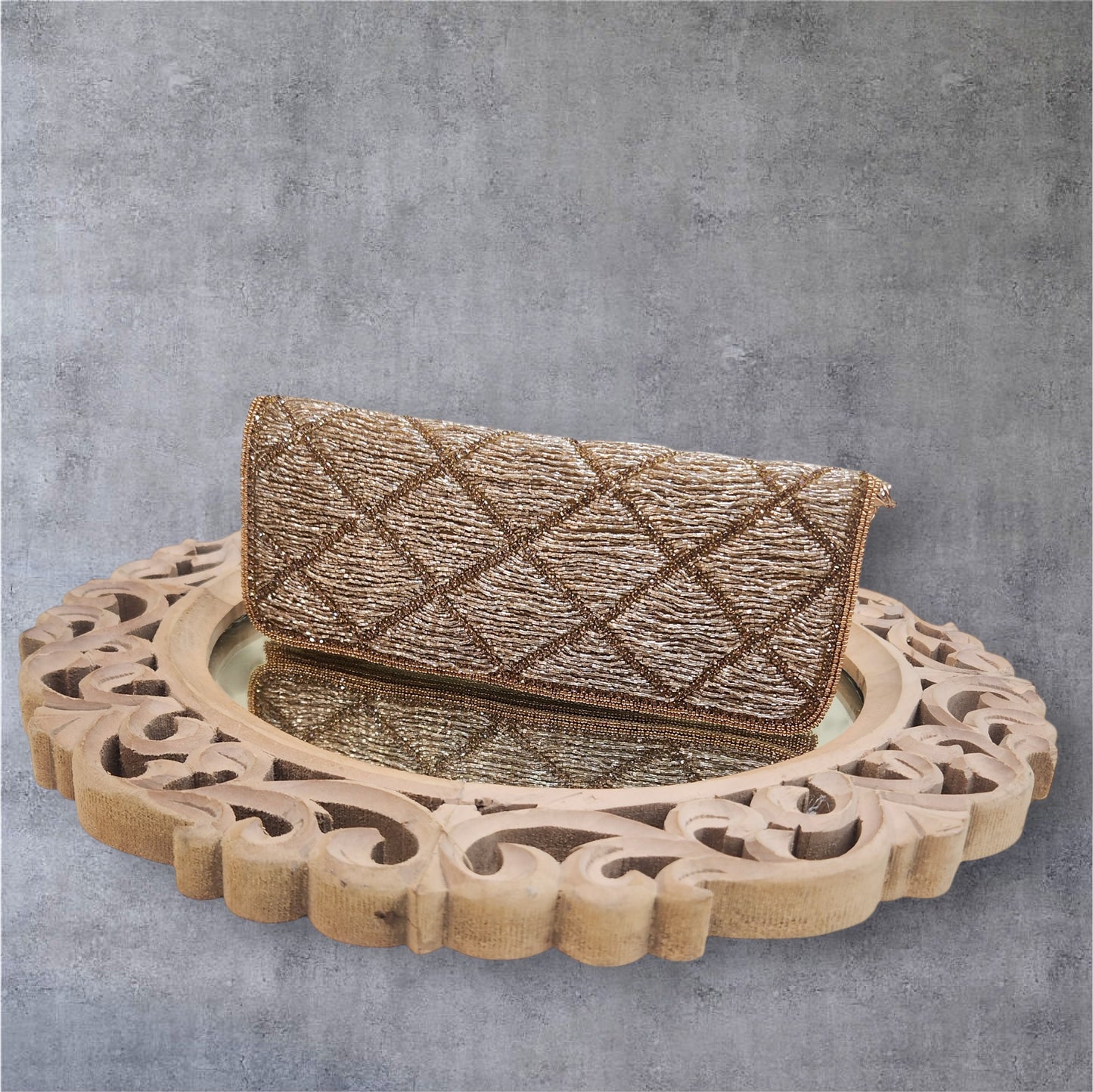 Kainaat Antique Gold Sleek Flapover Bag