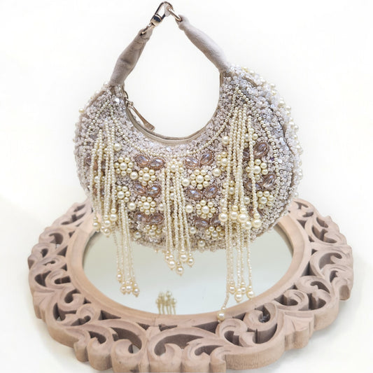Kanika Pearl Moon Gold Bag