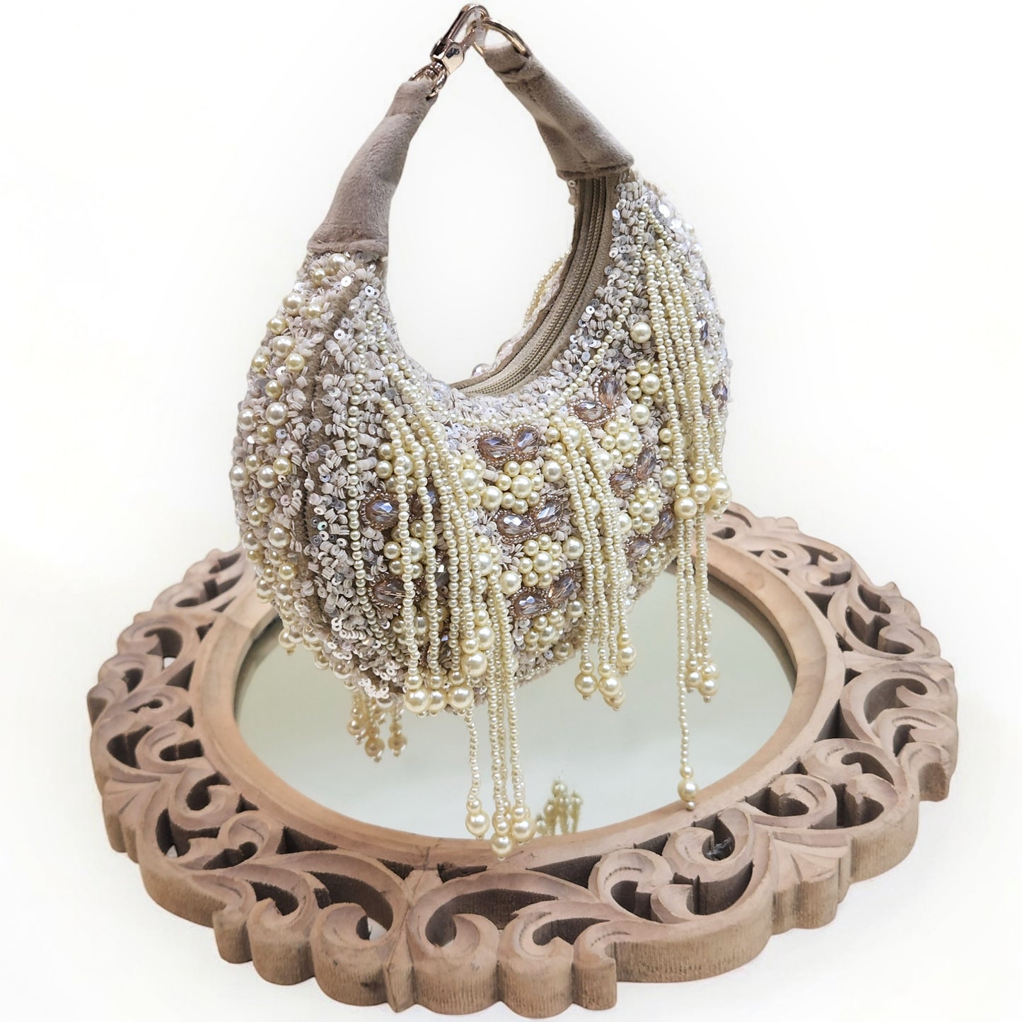 Kanika Pearl Moon Gold Bag