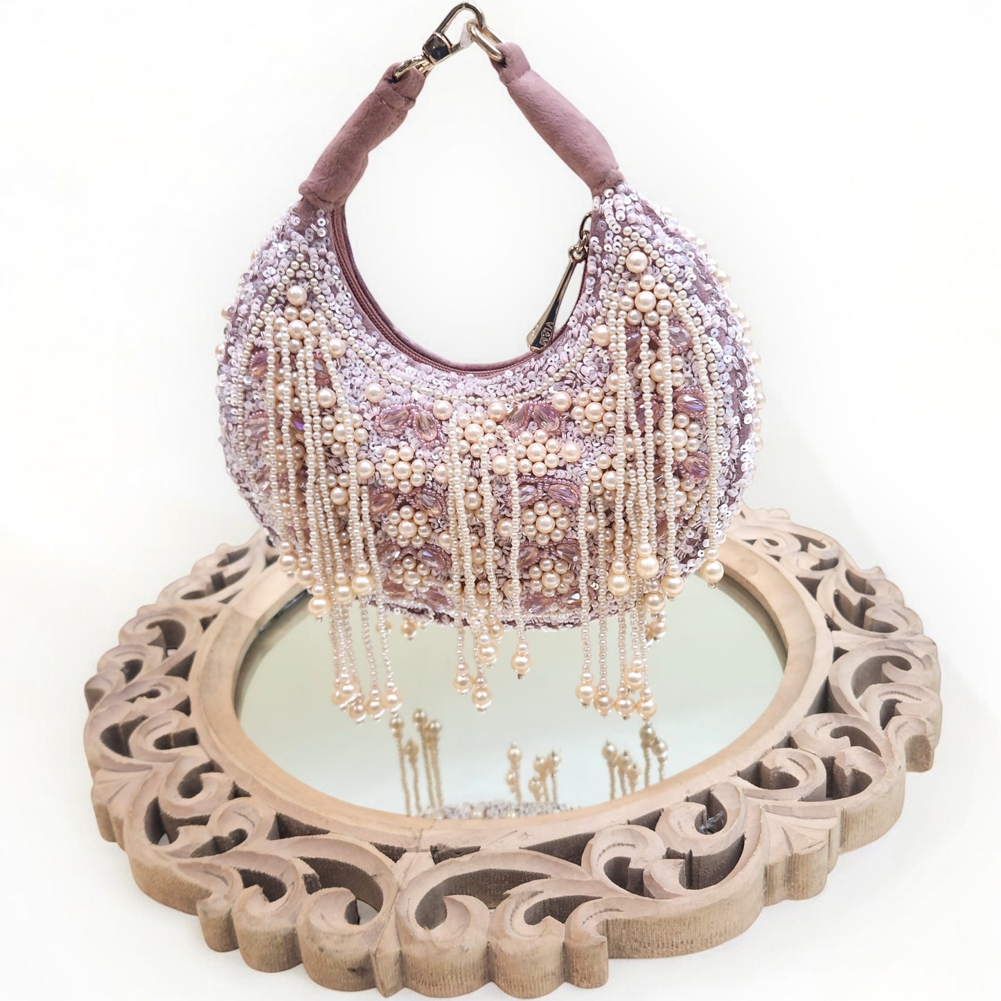 Kanika Pearl Moon Rose Gold Bag