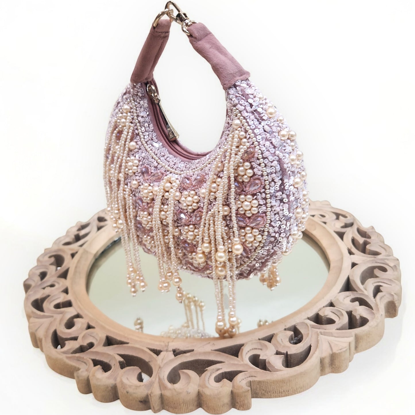 Kanika Pearl Moon Rose Gold Bag
