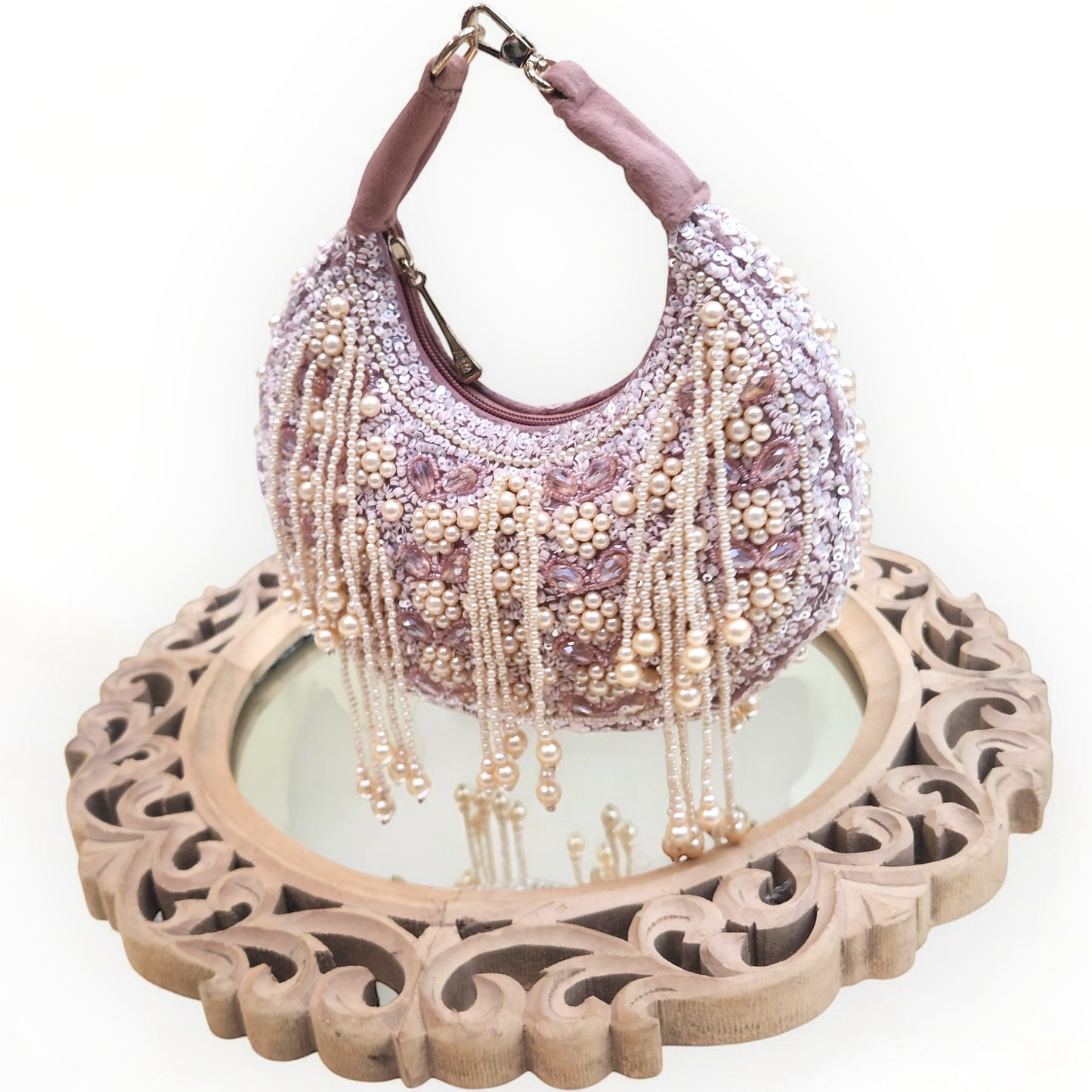 Kanika Pearl Moon Rose Gold Bag