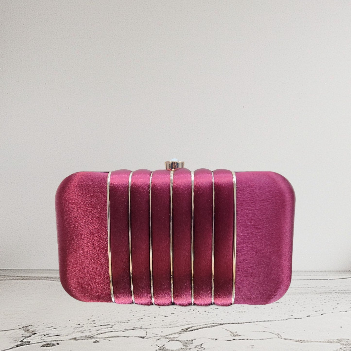 Elina Maroon Box Clutch