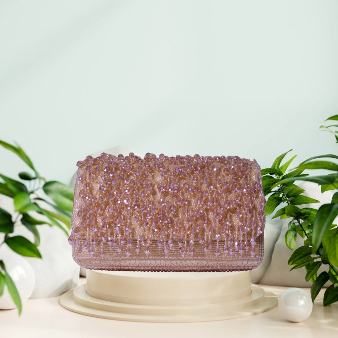Reverie Beaded Gold FlapOver Clutch Bag