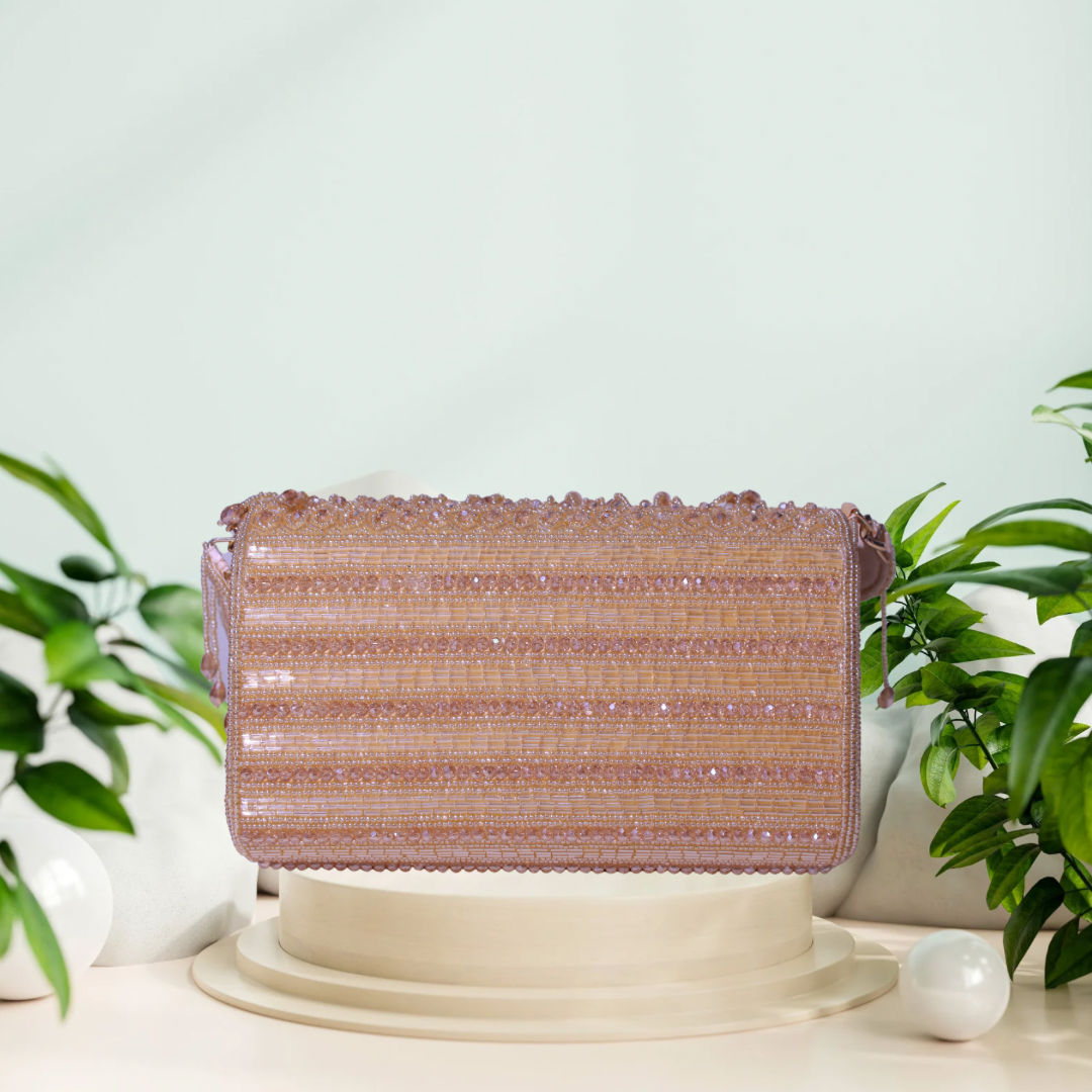 Reverie Beaded Gold FlapOver Clutch Bag